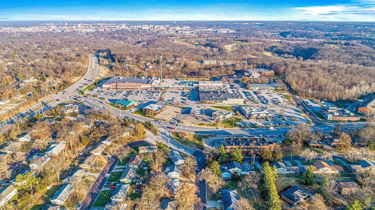 areal view shopping mall
